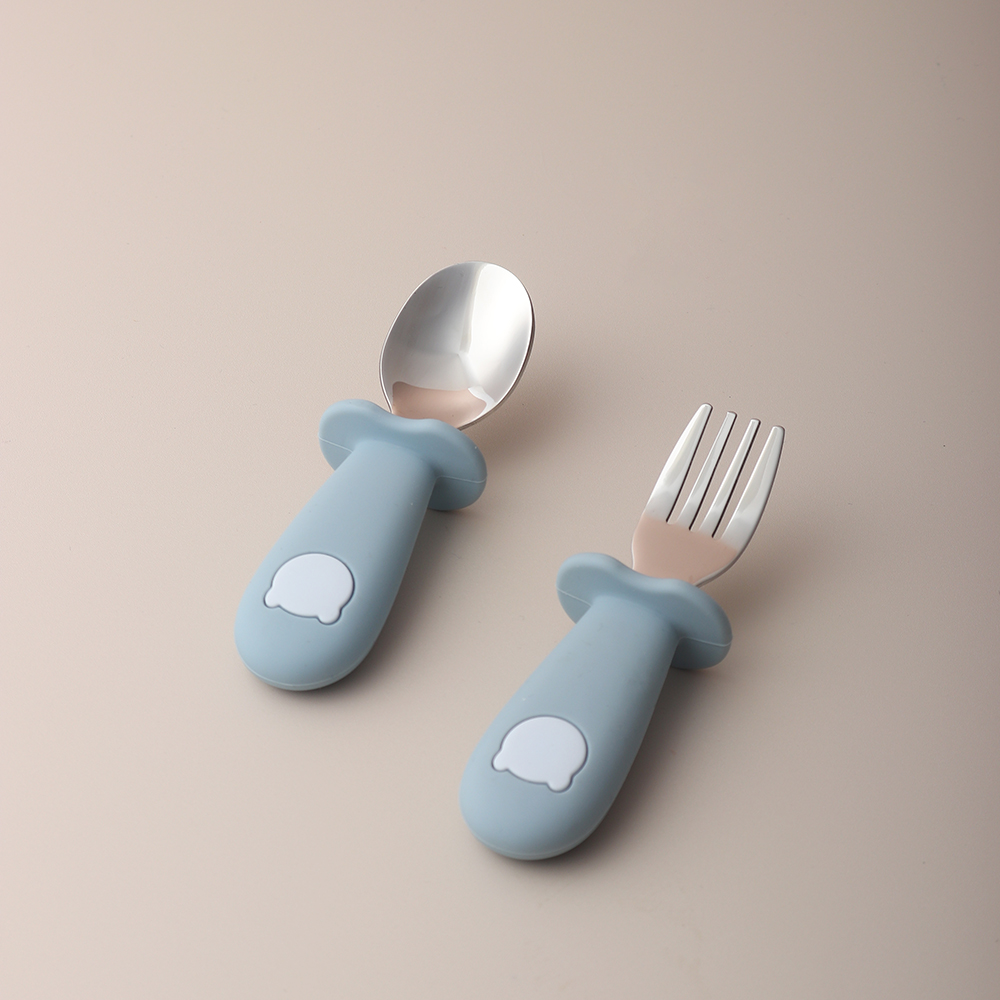 Baby Food Utensils - Cuillère et fourchette en silicone en