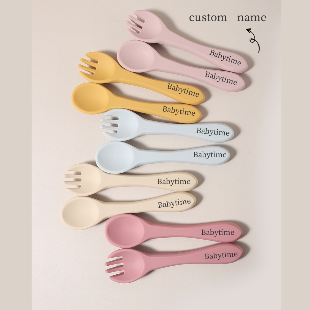 Baby Food Utensils - Nom personnalisé 1 paire de cuillères